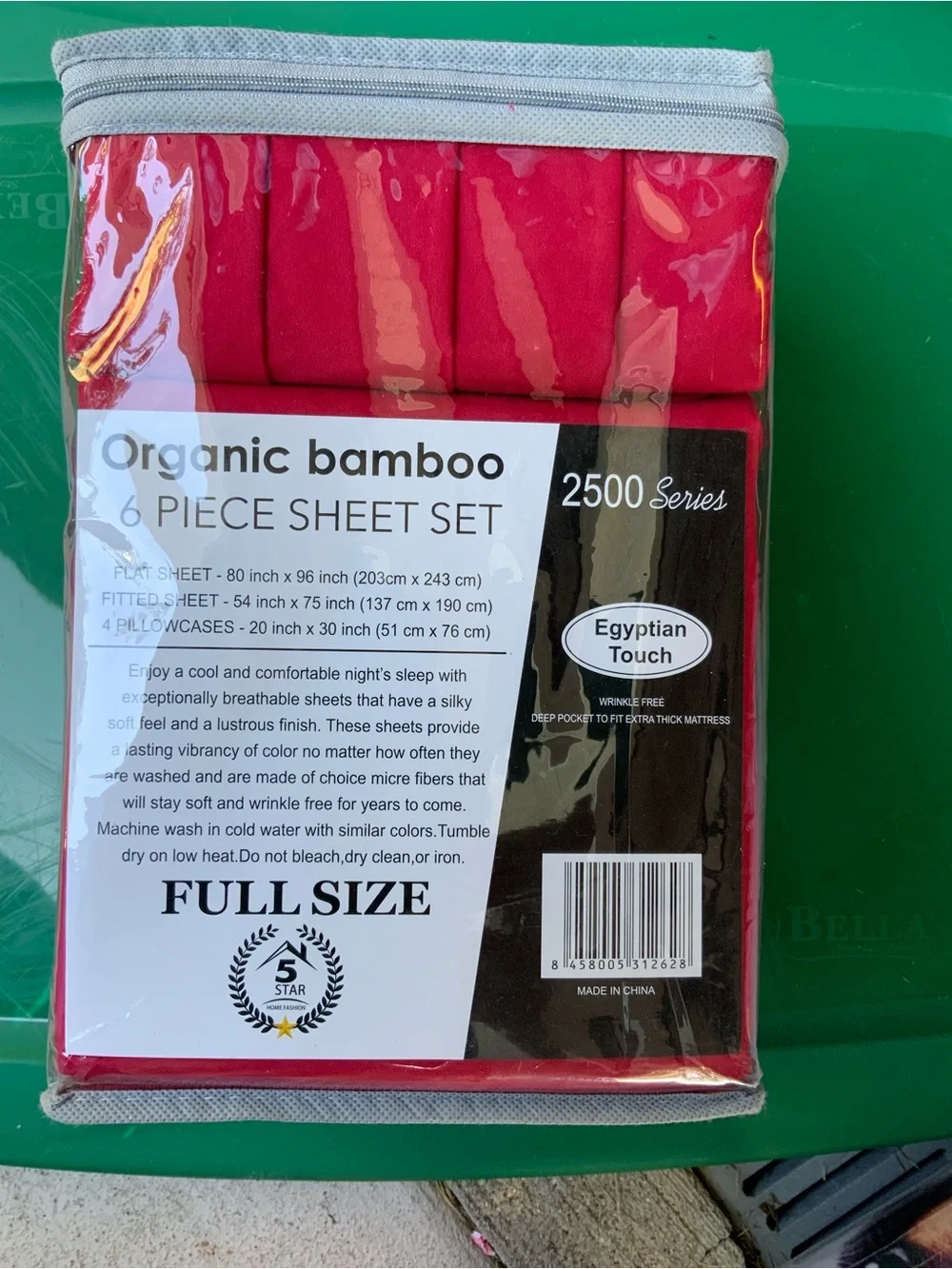 BAMBOO Organic Ultra Plush Red 6-Piece Sheet Set - Full